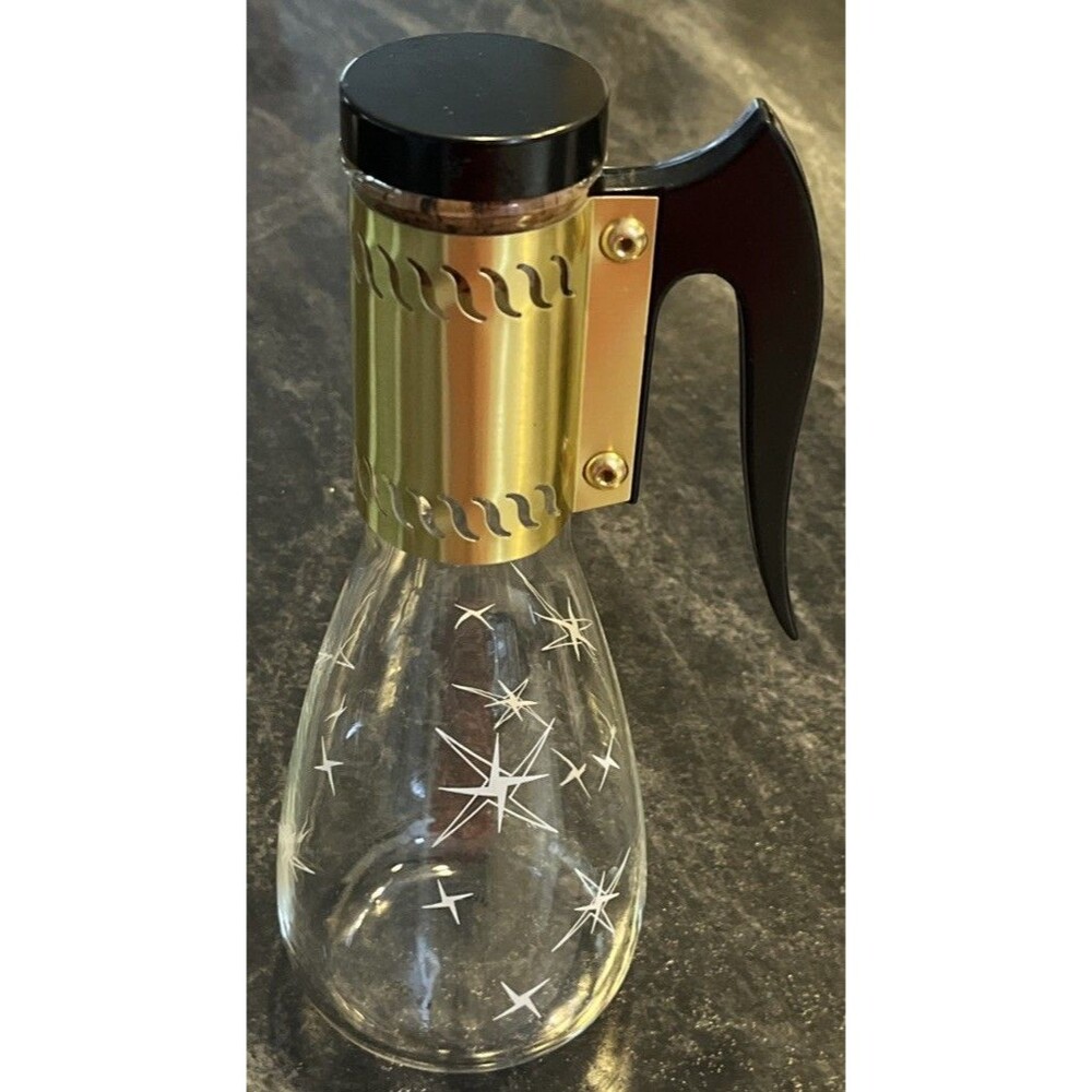 Vintage Atomic Starburst MCM Glass Decanter/Carafe/Liquor Bottle 10x4’